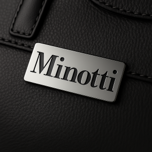 Etichetta personalizzata per borsa in metallo con logo inciso