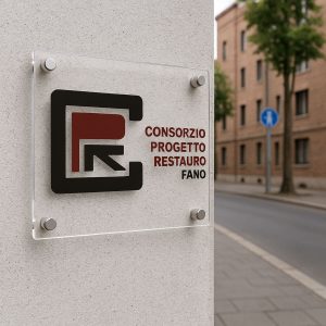 Targa in plexiglass trasparente personalizzata con stampa UV